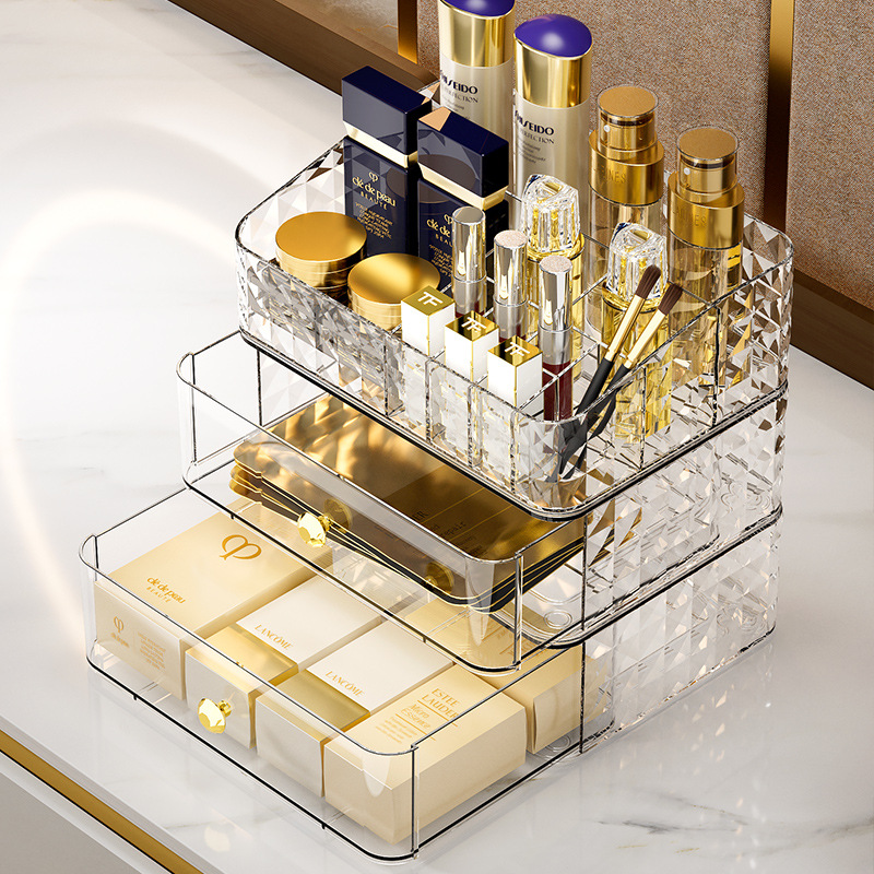 다이아몬드 패턴 화장품 수납함 고급스러운 대용량 데스크 - Luxury Skincare Box 리뷰 및 가격